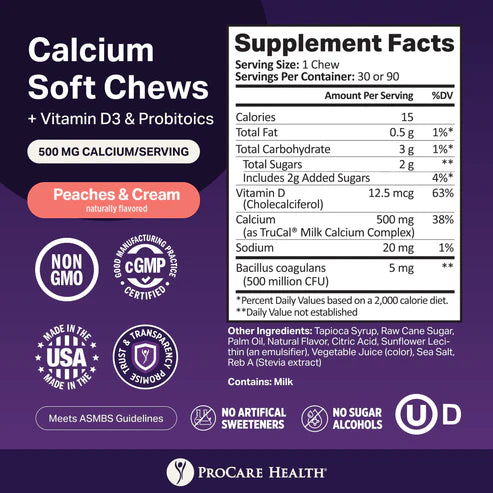 Calcium Soft Chew (Peaches & Cream - 30 count)