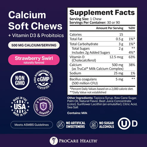 Calcium Soft Chew (Strawberry Swirl - 30 count)